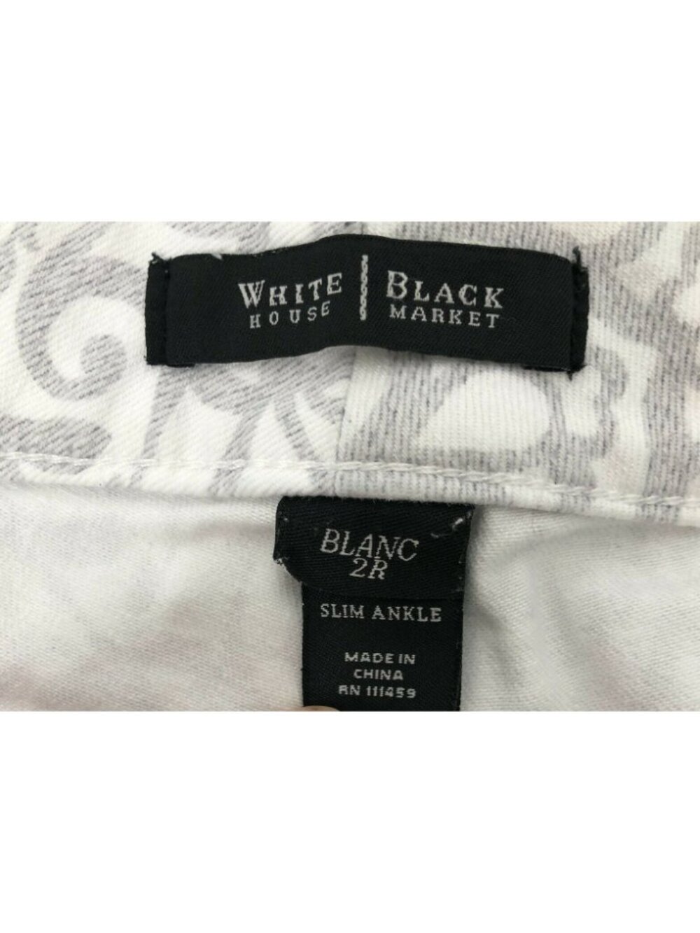 White House Black Market Pants Womens 2R Gray Paisley Slim Ankle Fit Rhinestones - Picture 7 of 10